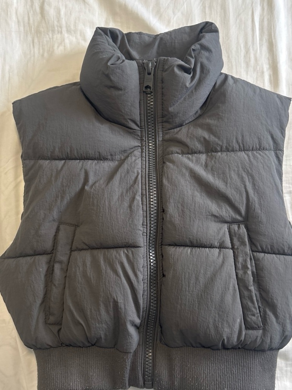 Garage Black Mini Puff Vest with White Logo